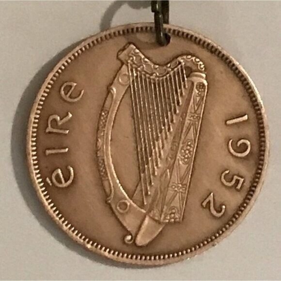 1952 Lucky Ireland Harp Bird Coin Keychain Circulated Real Great Gift 🎁 - Picture 3 of 4